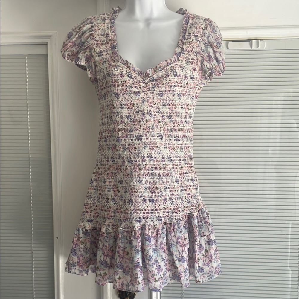 LoveShackFancy floral midi ruffle dress size M